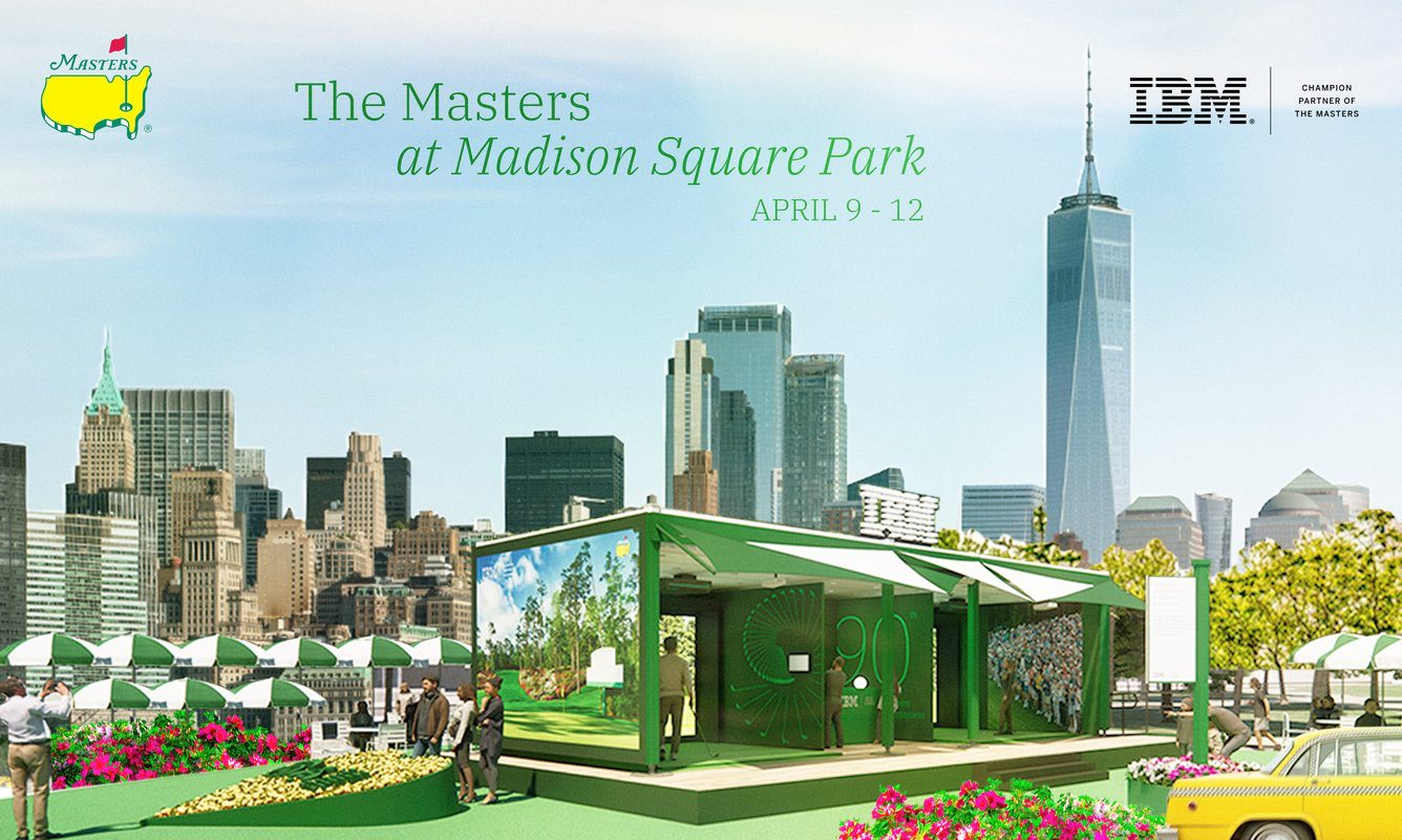 Promo graphic for IBM's Masters at Madison Square Park even showing a rendering of the activation.