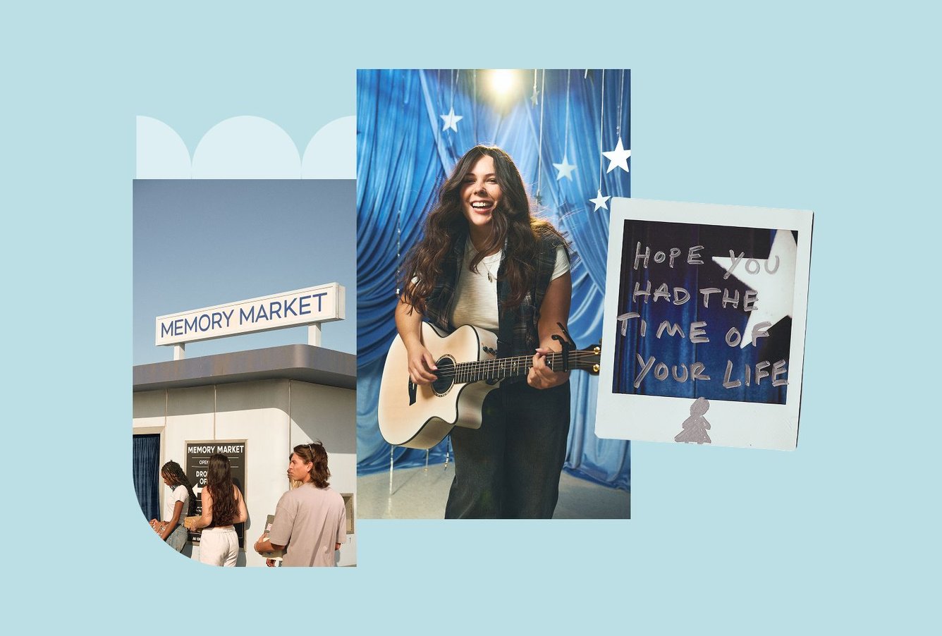 Collage of stills from the music video featuring Gigi Perez