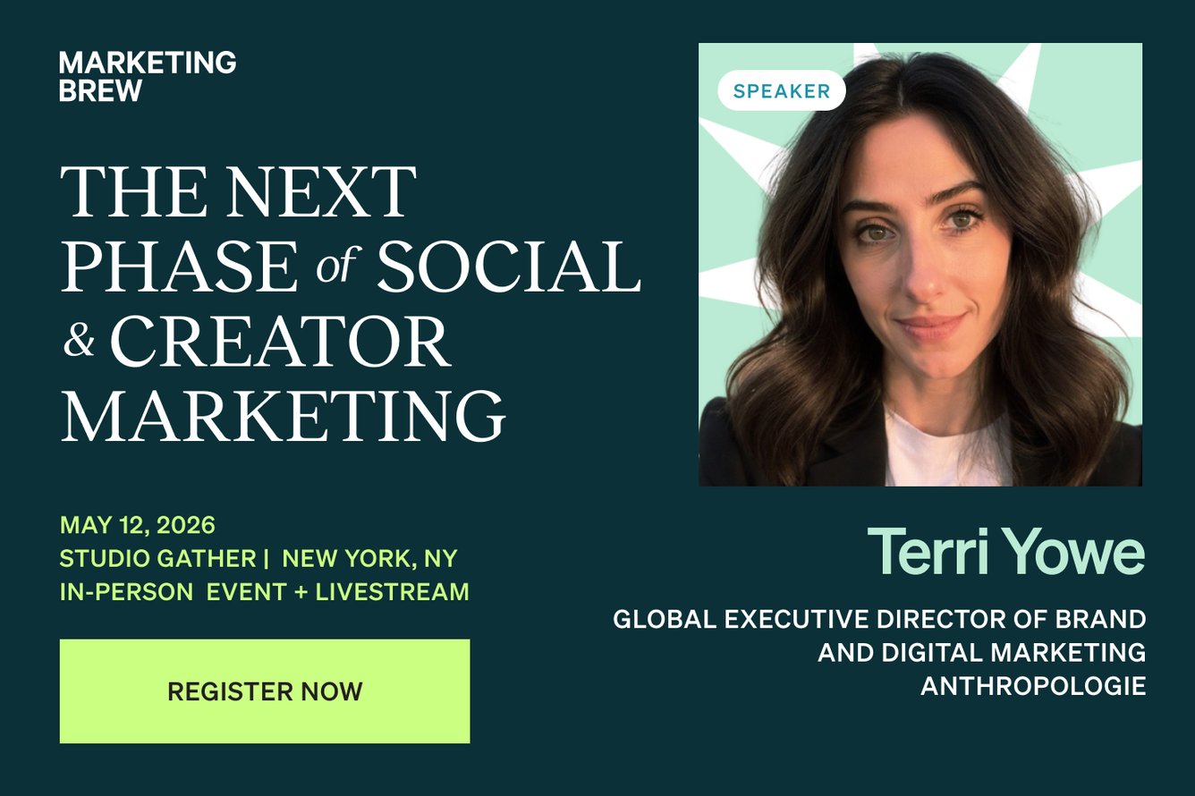 Anthropologie executive Terri Yowe appears in a promotional image for the Marketing Brew event, The Next Phase of Social & Creator Marketing, taking place on May 12 in New York